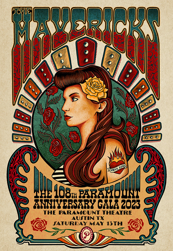 Rockabilly Rose Screen Print